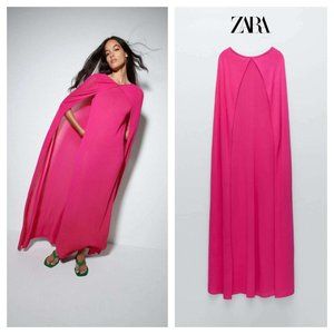 ZARA FUCHSIA PINK DRESS WITH CAPE LIMITED EDITION